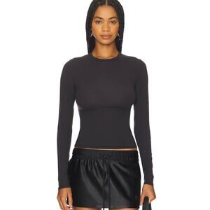 SKIMS Fits Everybody Long Sleeve T-Shirt Onyx Black Size Small Essential Base sm